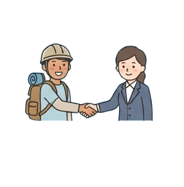 外国人材と企業の雇用関係イラスト